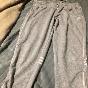 WOMENS ADIDAS CROPED GRAY SWEATS WITH SIDE ZIPPERS